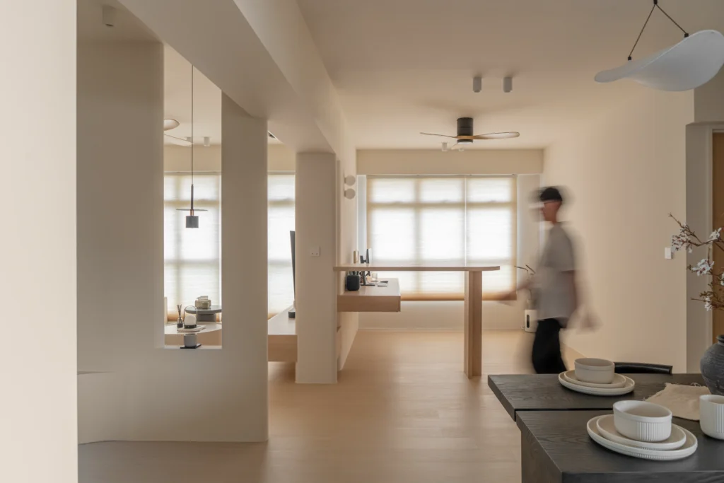 Festive elements styled with restraint so the interior still feels modern and clean.